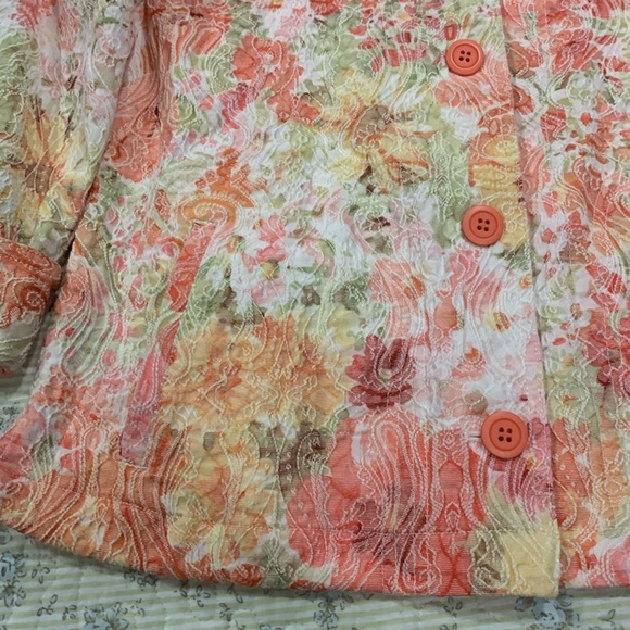 Rebecca Malone Women’s Jacket Size M Like NEW 3/4 Sleeve Pastel colors Button up - Picture 5 of 8